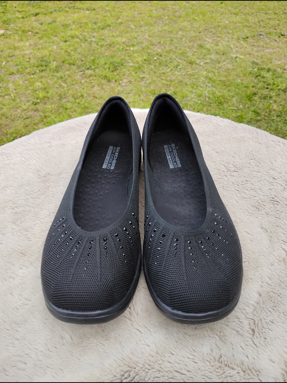 Skechers Shoes Women's 11 Solid Black Air Cooled Memory Foam Ballet Flats - Picture 2 of 6
